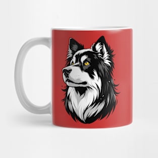 Stunning and Cool Bohemian Shepherd Monochrome and Gold Portrait for Father's Day Mug